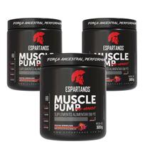 Kit 3x Pré Treino Muscle Pump Pre Workout 300g Espartanos Sabor: Frutas Vermelhas