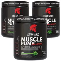 Kit 3x Pré Treino Muscle Pump Pre Workout 300g - Espartanos - Sabor Limão