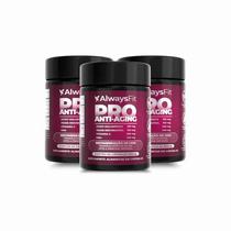 Kit 3x Pro Anti-Aging - Ácido Hialurônico, Trans-Resveratrol, Vitamina C e MSM - 60 Cápsulas