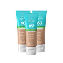 Kit 3x Protetor Facial Sunless Fps50 Base Bege Médio 60g Farmax