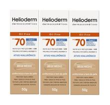 Kit 3x Protetor Solar Helioderm Facial Fps50 Oil Free 50g Cor Médio