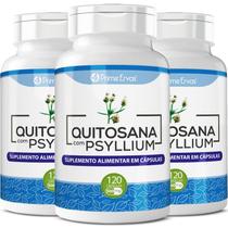 Kit 3X Quitosana com Psyllium 120 cápsulas
