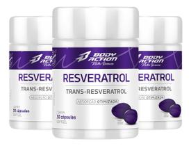 Kit 3x Resveratrol 100mg Total 90 Caps - 3 Meses Bodyaction