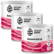 Kit 3x Resveratrol 500mg 30 Caps Antioxidante Vegano - Ocean Drop
