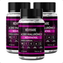 Kit 3x Resveratrol Acido Hialurônico 60Caps