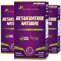 Kit 3X Resveratrol Natural Veri-Te 30 Caps - Flora Nativa