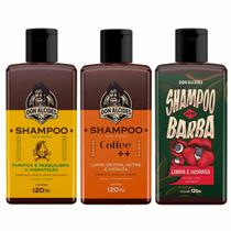 Kit 3X Shampoo Para Barba Lemon Coffee Guaraná Don Alcides