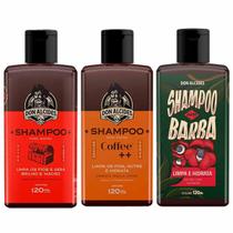 Kit 3X Shampoo Para Barba Negra Coffee Guaraná Don Alcides