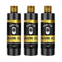 Kit 3x Shaving em Gel de Barbear Mentolado Puro Fio 1kg - Profissional, Barba Suave Sem Irritação