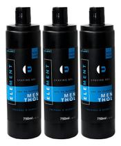 Kit 3x Shaving Gel De Barbear Menthol Shave 750ml Element