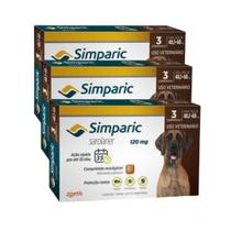 Kit 3x Simparic antipulgas para Cães de 40,1 a 60Kg - 120mg - cx com 3 compr - Zoetis