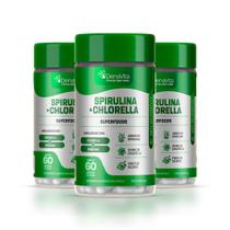 Kit 3x Spirulina 2x1, Rico em Proteínas, Vitamina B, Selênio, 180 Cápsulas - Denavita