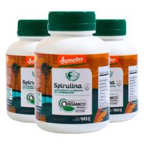 Kit 3x Spirulina Orgânica 90g 180 Comprimidos - Fazenda Tamanduá