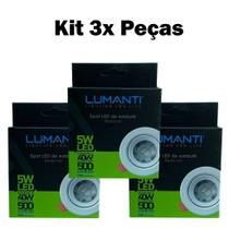 Kit 3X Spot LED de Embutir 5W Redondo