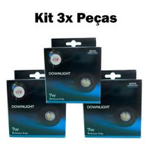 Kit 3x Spot LED Embutir 7W Downlight Preto