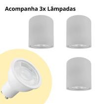 Kit 3x Spot Sobrepor Branco 2290 Direcionável Redondo + Lâmpada