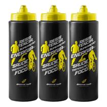 Kit 3X Squeeze Endurance - 800ml Preto/Amarelo - BodyAction Kit 3X Squeeze Endurance - 800ml Preto/Amarelo - BodyAction
