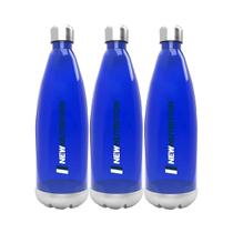 Kit 3X Squezze Plástica com Inox - 700ml Azul - NewNutrition Kit 3X Squezze Plástica com Inox - 700ml Azul - NewNutrition