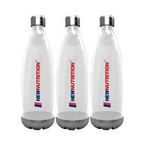 Kit 3X Squezze Plástica com Inox - 700ml Transparente - NewNutrition Kit 3X Squezze Plástica com Inox - 700ml Transparente - NewNutrition