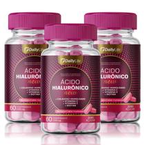 Kit 3x Suplemento Acido Hialuronico + Vitaminas C E e Biotina 60 Comprimidos Zero Açúcar Sem Glúten - DailyLife