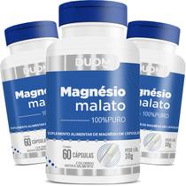 Kit 3x Suplemento Alimentar Magnesio Malato Original Natural 100% Puro 60 Capsulas - Duom