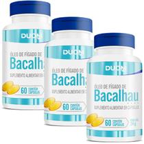 Kit 3x Suplemento Alimentar Natural Original Óleo de Figado de Bacalhau 100% Puro Vitamina A D- 60 Cápsulas 250mg