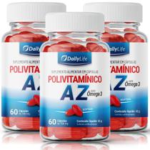 Kit 3x Suplemento Polivitamínico AZ com Ômega 3 - 60 Cápsulas Softgel, Rico em Vitaminas A, C, D, E, Complexo B, Minerais e Ômega 3