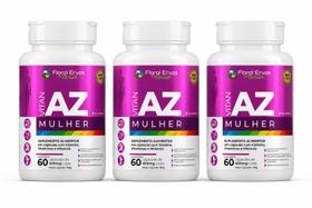 Kit 3x Suplemento Vitamina A-Z Mulher 600mg 60 cápsulas - Floral Ervas Kit 3x Suplemento Vitamina A-Z Mulher 600mg 60 cápsulas - Floral Ervas