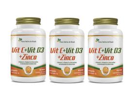Kit 3x Suplementos Alimentares Vitaminas C D3 e Zinco 60 cápsulas Flora Nativa