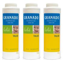 kit 3x talco tradicional granado pós banho seu bebê mais cheiroso e livre de assaduras 100g