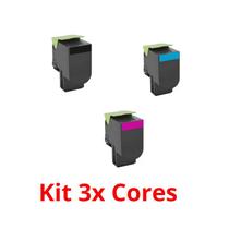 Kit 3x Toner Compatível Lexmark CX417 I B+C+M I 3K