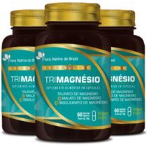 KIT 3X TriMagnésio (Taurato, Malato e Bisglicinato) 60 Vegan Caps - Flora Nativa