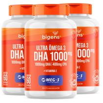 Kit 3x Ultra Ômega 3 Dha 1000mg Epa 400mg Meg3 60 Cápsulas Bigens