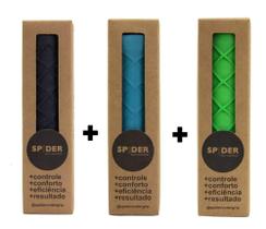 Kit 3x Undergrip Spider Grip De Borracha Beach Tennis Padel Preto Azul e Verde