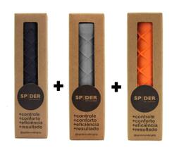 Kit 3x Undergrip Spider Grip De Borracha Beach Tennis Padel Preto Grafite e Laranja