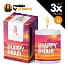 Kit 3x Vela Aromática Perfumada 60g Happy Hour By Gi Barros
