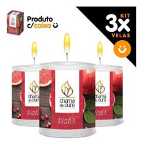 Kit 3x Vela Aromática Vela Perfumada 60g - Romã E Pomelo