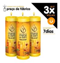 Kit 3x Vela De 7 Dias Atacado 250g Velas De Mel - Amarela