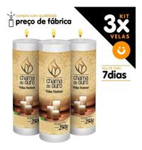 Kit 3x Vela De 7 Dias Atacado 250g Velas Na Cor Branca
