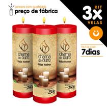 Kit 3x Vela De 7 Dias Atacado 250g Velas Na Cor Vermelha