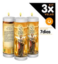 Kit 3x Vela De 7 Dias Oração Religiosa Premium São José Kit 3x Vela De 7 Dias Oração Religiosa Premium São José