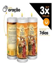 Kit 3x Vela De 7 Dias Oração Religiosa Sagrada Família