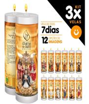Kit 3x Vela De 7 Dias Velas C/ Imagem E Oração Fé Energia Positiva Várias Opcoes Kit 3x Vela De 7 Dias Velas C/ Imagem E Oração Fé Energia Positiva Várias Opcoes