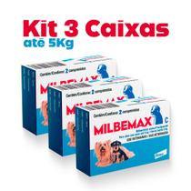 Kit 3x Vermifugo Milbemax para Cães até 5Kg Elanco