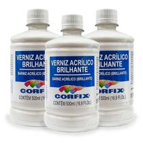 Kit 3x Verniz Acrílico Brilhante 500ml Corfix