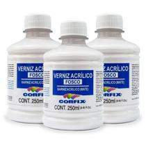 Kit 3x Verniz Acrílico Fosco 250ml Corfix