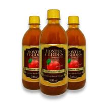 Kit 3x Vinagre de Fruta Maçã In Natura Zero Açúcar 530ml Montes Verdes