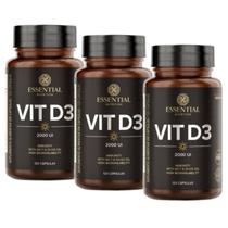 Kit 3x Vit D3 2000UI - (120 Capsulas cada) - Essential Nutrition
