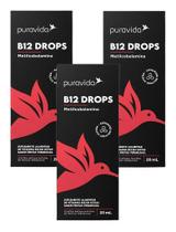 Kit 3X Vitamina B12 Drops Metilcobalamina Biodisponível 20ml - Puravida