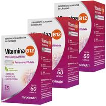 KIT 3X Vitamina B12 PLUS (Metil + Ferro + Ácido Fólico) 60 cáp - Maxinutri KIT 3X Vitamina B12 PLUS (Metil + Ferro + Ácido Fólico) 60 cáp - Maxinutri